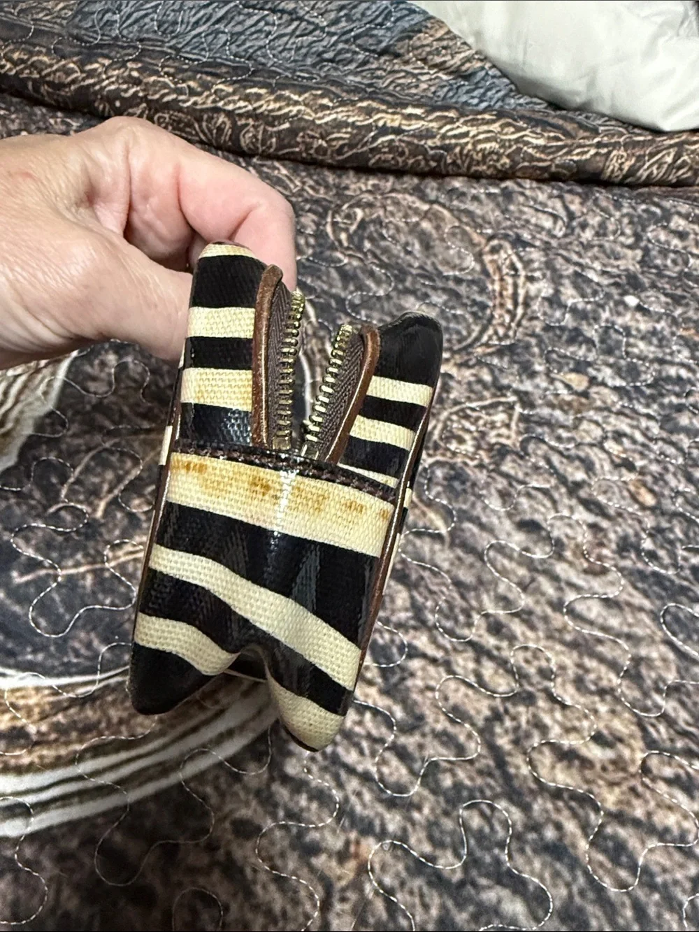 Michael Kors Black and Cream Zebra-Print Cosmetic Pouch